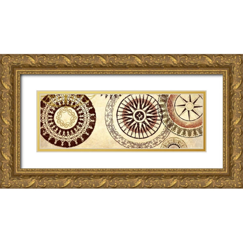 Textile Panel II Gold Ornate Wood Framed Art Print with Double Matting by Marcon, Michael