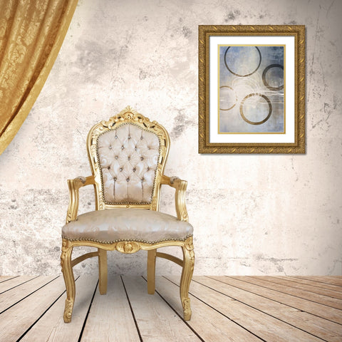 Blue Connections I Gold Ornate Wood Framed Art Print with Double Matting by Marcon, Michael