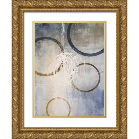 Blue Connections II Gold Ornate Wood Framed Art Print with Double Matting by Marcon, Michael