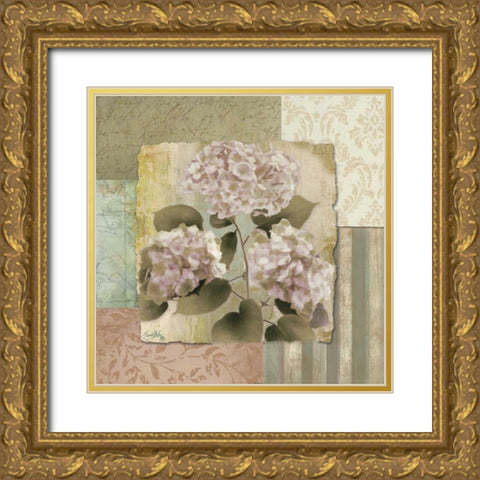 Botanical Hydrangeas Gold Ornate Wood Framed Art Print with Double Matting by Medley, Elizabeth