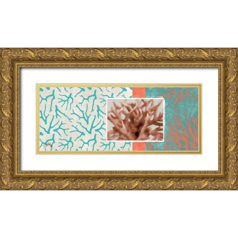 Aquamarine II Gold Ornate Wood Framed Art Print with Double Matting by Medley, Elizabeth