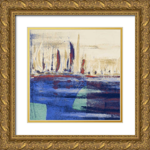 Blue Calm Waters Square I Gold Ornate Wood Framed Art Print with Double Matting by Kingsley