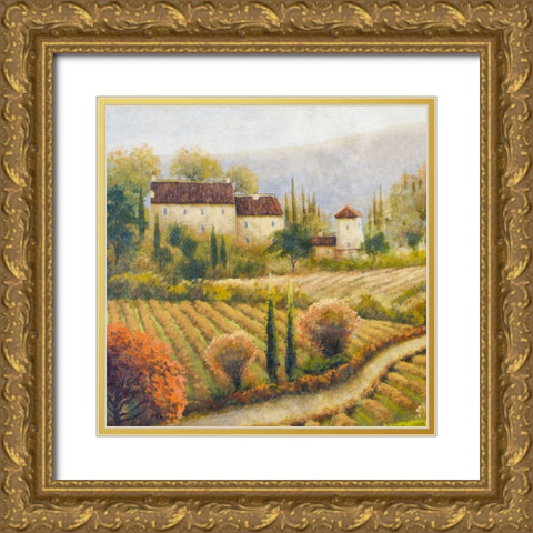 Tuscany Vineyard I Gold Ornate Wood Framed Art Print with Double Matting by Marcon, Michael