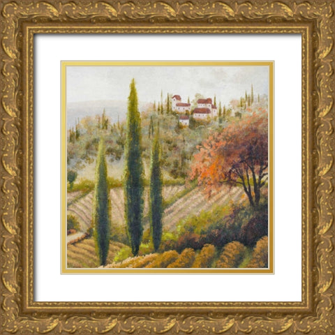 Tuscany Vineyard II Gold Ornate Wood Framed Art Print with Double Matting by Marcon, Michael