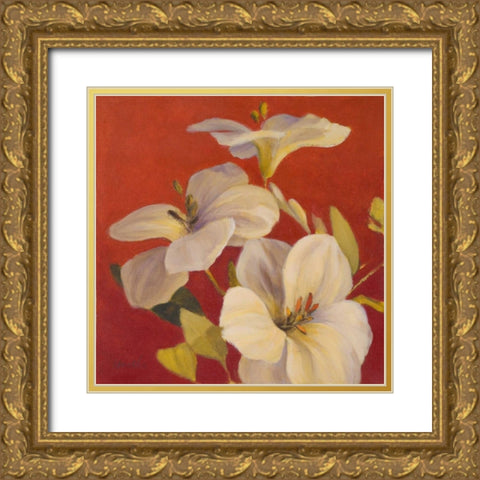 Fireside Flowers I Gold Ornate Wood Framed Art Print with Double Matting by Loreth, Lanie