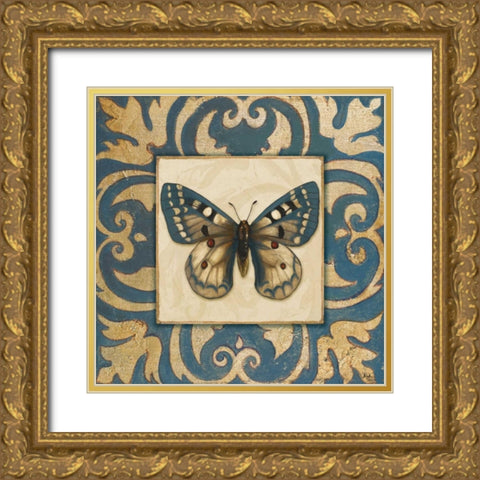 Moroccan Butterfly I Gold Ornate Wood Framed Art Print with Double Matting by Pinto, Patricia