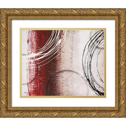 Tricolored Gestures II Gold Ornate Wood Framed Art Print with Double Matting by Marcon, Michael