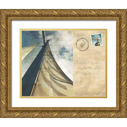 Voyage Postcard II Gold Ornate Wood Framed Art Print with Double Matting by Bryant, Susan