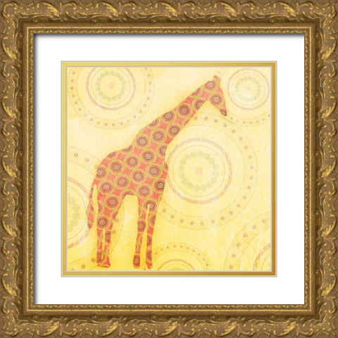 Giraffe Gold Ornate Wood Framed Art Print with Double Matting by SD Graphics Studio