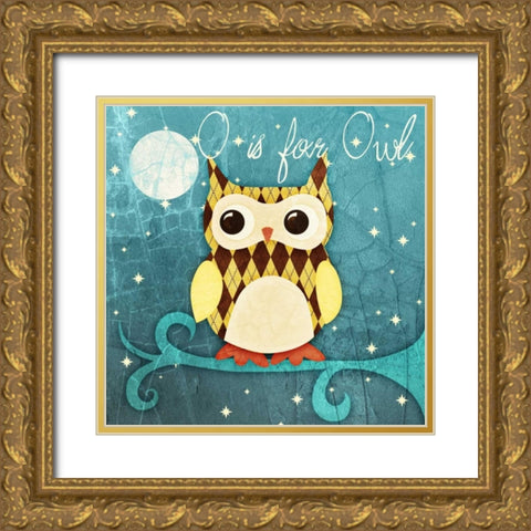 Hoot Hoot Border II Gold Ornate Wood Framed Art Print with Double Matting by Sundance Graphics