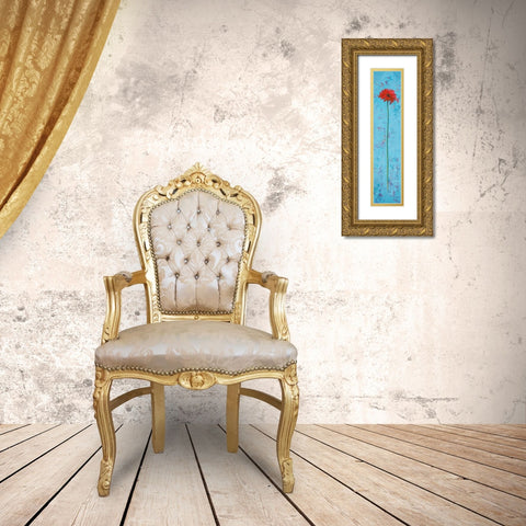 Blue Tiny Flower I Gold Ornate Wood Framed Art Print with Double Matting by Pinto, Patricia