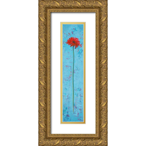 Blue Tiny Flower I Gold Ornate Wood Framed Art Print with Double Matting by Pinto, Patricia