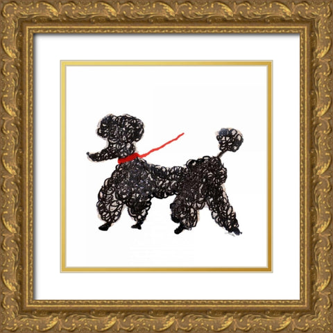 Central Park Poodle Gold Ornate Wood Framed Art Print with Double Matting by Ritter, Gina
