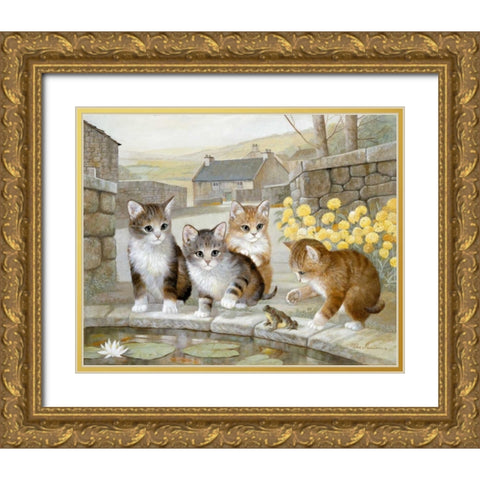 Leap Frog Fun Gold Ornate Wood Framed Art Print with Double Matting by Manning, Ruane