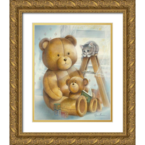 Story Time Gold Ornate Wood Framed Art Print with Double Matting by Manning, Ruane