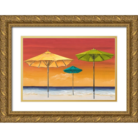 Tropical Umbrellas I Gold Ornate Wood Framed Art Print with Double Matting by Hakimipour, Tiffany
