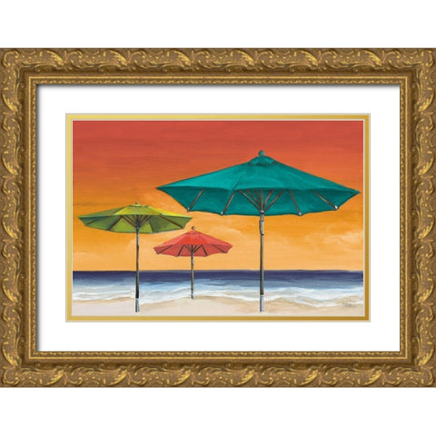 Tropical Umbrellas II Gold Ornate Wood Framed Art Print with Double Matting by Hakimipour, Tiffany