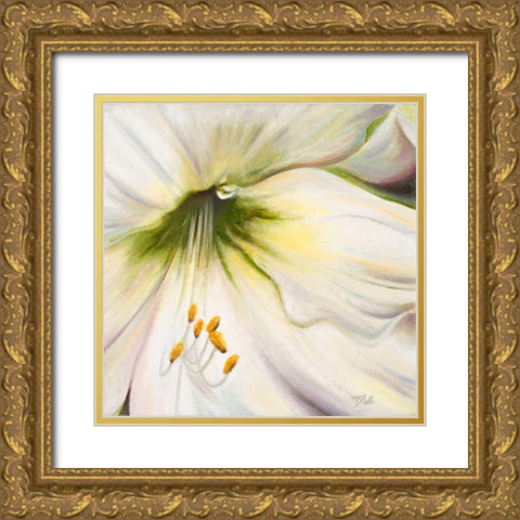 White Lily II Gold Ornate Wood Framed Art Print with Double Matting by Pinto, Patricia