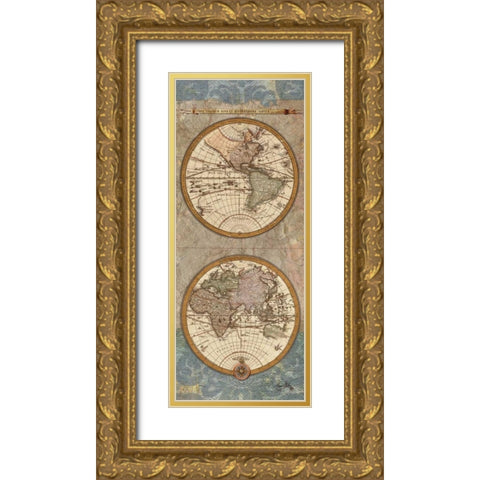 World Map Panel I Gold Ornate Wood Framed Art Print with Double Matting by Medley, Elizabeth