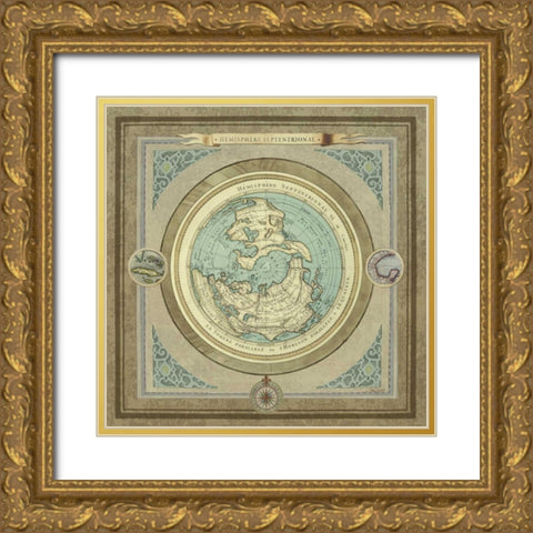 North and South Maps I Gold Ornate Wood Framed Art Print with Double Matting by Medley, Elizabeth