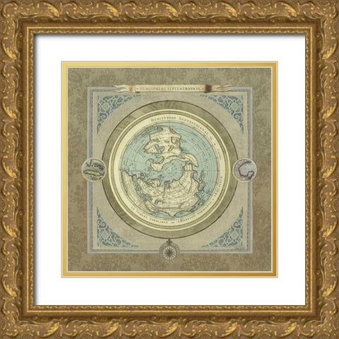 North and South Maps I Gold Ornate Wood Framed Art Print with Double Matting by Medley, Elizabeth