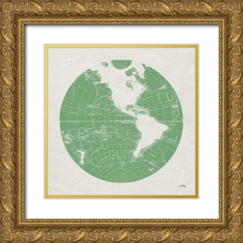 Green Globe I Gold Ornate Wood Framed Art Print with Double Matting by Medley, Elizabeth