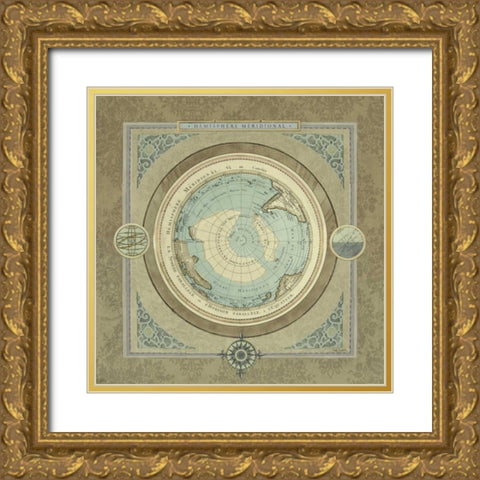 North and South Maps II Gold Ornate Wood Framed Art Print with Double Matting by Medley, Elizabeth