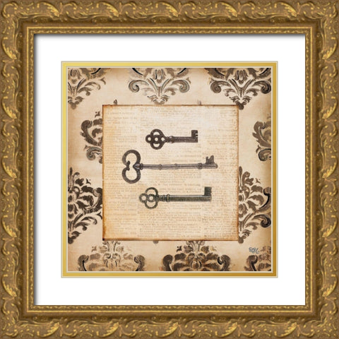 Vintage Keys I Gold Ornate Wood Framed Art Print with Double Matting by Hakimipour, Tiffany