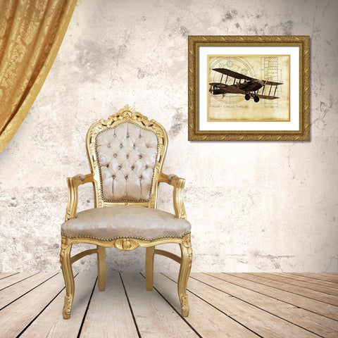 Flight Plans I Gold Ornate Wood Framed Art Print with Double Matting by Marcon, Michael