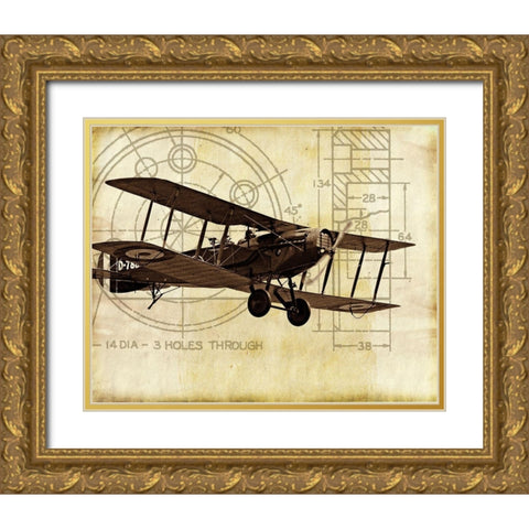 Flight Plans I Gold Ornate Wood Framed Art Print with Double Matting by Marcon, Michael