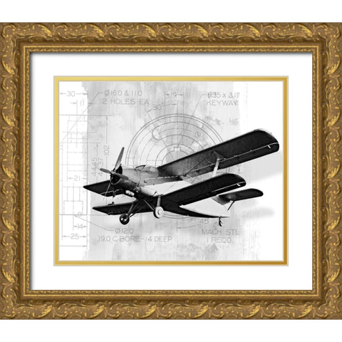 Flight Plans II Gold Ornate Wood Framed Art Print with Double Matting by Marcon, Michael