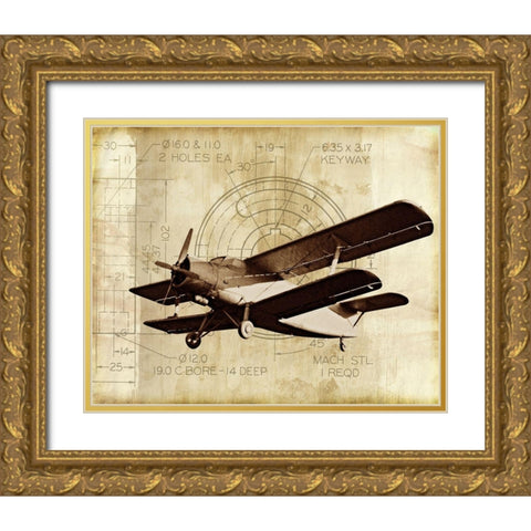 Flight Plans II Gold Ornate Wood Framed Art Print with Double Matting by Marcon, Michael