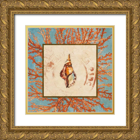 Coral Medley Shell IV Gold Ornate Wood Framed Art Print with Double Matting by Loreth, Lanie
