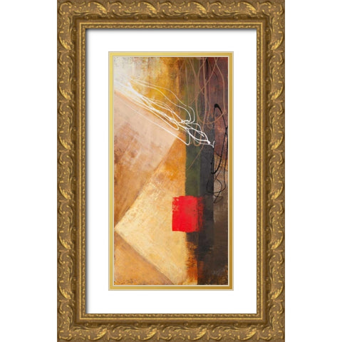 Red on Black I Gold Ornate Wood Framed Art Print with Double Matting by Marcon, Michael