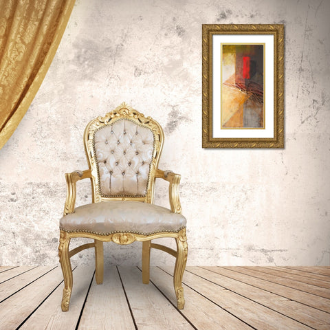 Red on Black II Gold Ornate Wood Framed Art Print with Double Matting by Marcon, Michael