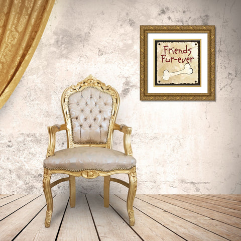 Friends Fur-Ever Gold Ornate Wood Framed Art Print with Double Matting by SD Graphics Studio