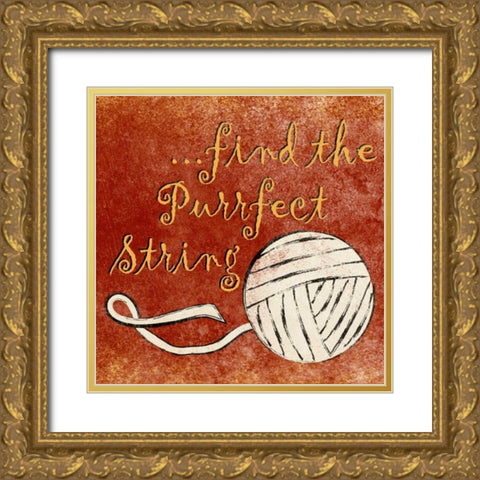 Find the Purrfect String Gold Ornate Wood Framed Art Print with Double Matting by Studio, Sd Graphics