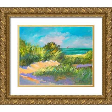 Blue Grass Breeze II Gold Ornate Wood Framed Art Print with Double Matting by Slivka, Jane