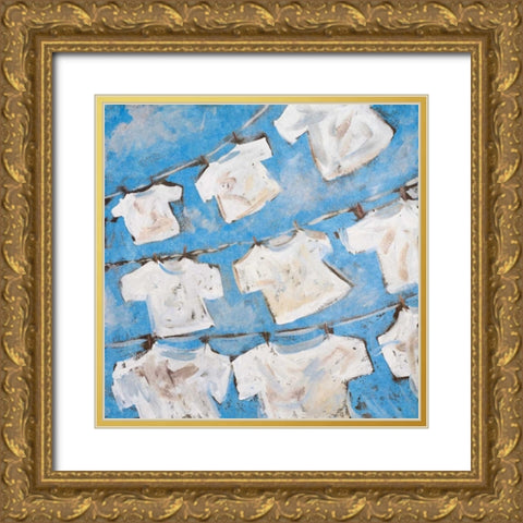 Dry Linen II Gold Ornate Wood Framed Art Print with Double Matting by Kingsley