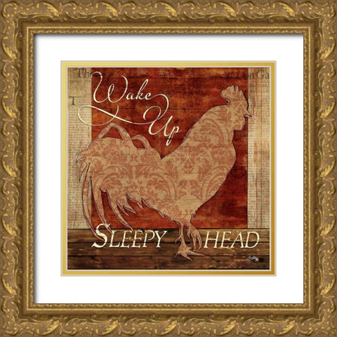 Wake Up Sleepy Head Gold Ornate Wood Framed Art Print with Double Matting by Medley, Elizabeth