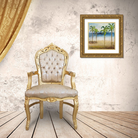 Ocean Palms I Gold Ornate Wood Framed Art Print with Double Matting by Marcon, Michael