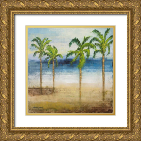 Ocean Palms I Gold Ornate Wood Framed Art Print with Double Matting by Marcon, Michael