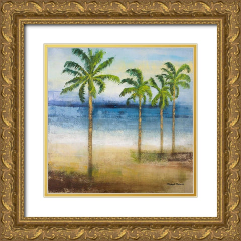 Ocean Palms II Gold Ornate Wood Framed Art Print with Double Matting by Marcon, Michael