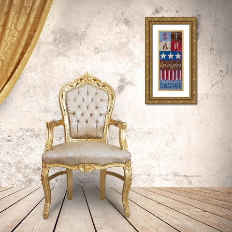 Star Spangled Banner Gold Ornate Wood Framed Art Print with Double Matting by Kingsley