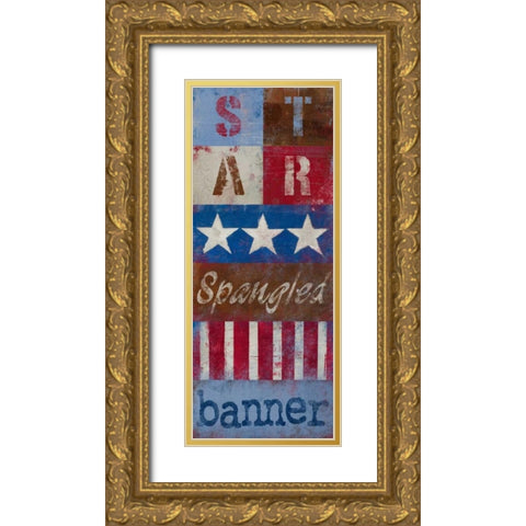 Star Spangled Banner Gold Ornate Wood Framed Art Print with Double Matting by Kingsley
