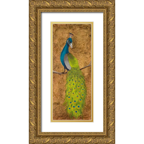 Peacocks II Gold Ornate Wood Framed Art Print with Double Matting by Josefina