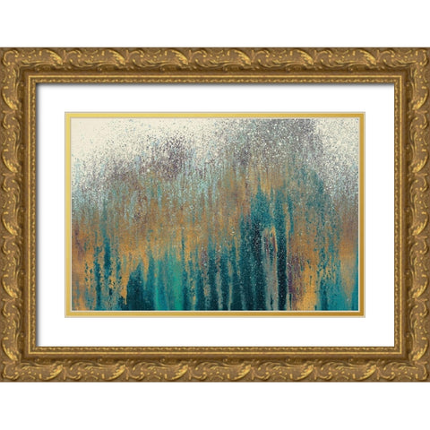 Teal Woods with Gold Gold Ornate Wood Framed Art Print with Double Matting by Gonzalez, Roberto