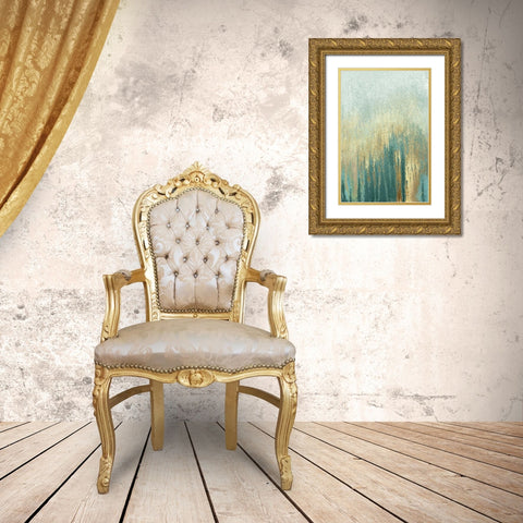Teal Golden Woods Gold Ornate Wood Framed Art Print with Double Matting by Gonzalez, Roberto