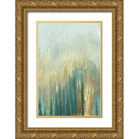 Teal Golden Woods Gold Ornate Wood Framed Art Print with Double Matting by Gonzalez, Roberto