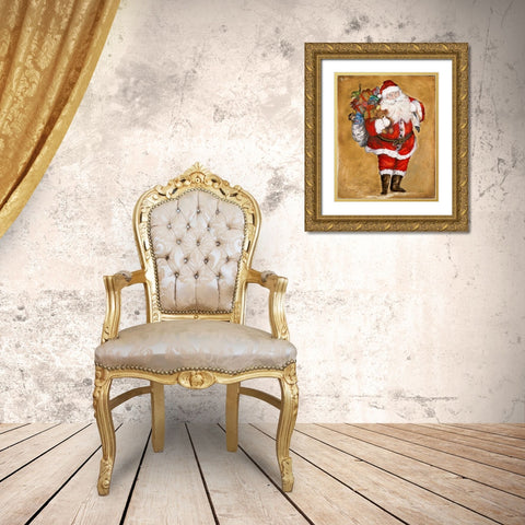 Jolly Night on Gold Gold Ornate Wood Framed Art Print with Double Matting by Pinto, Patricia